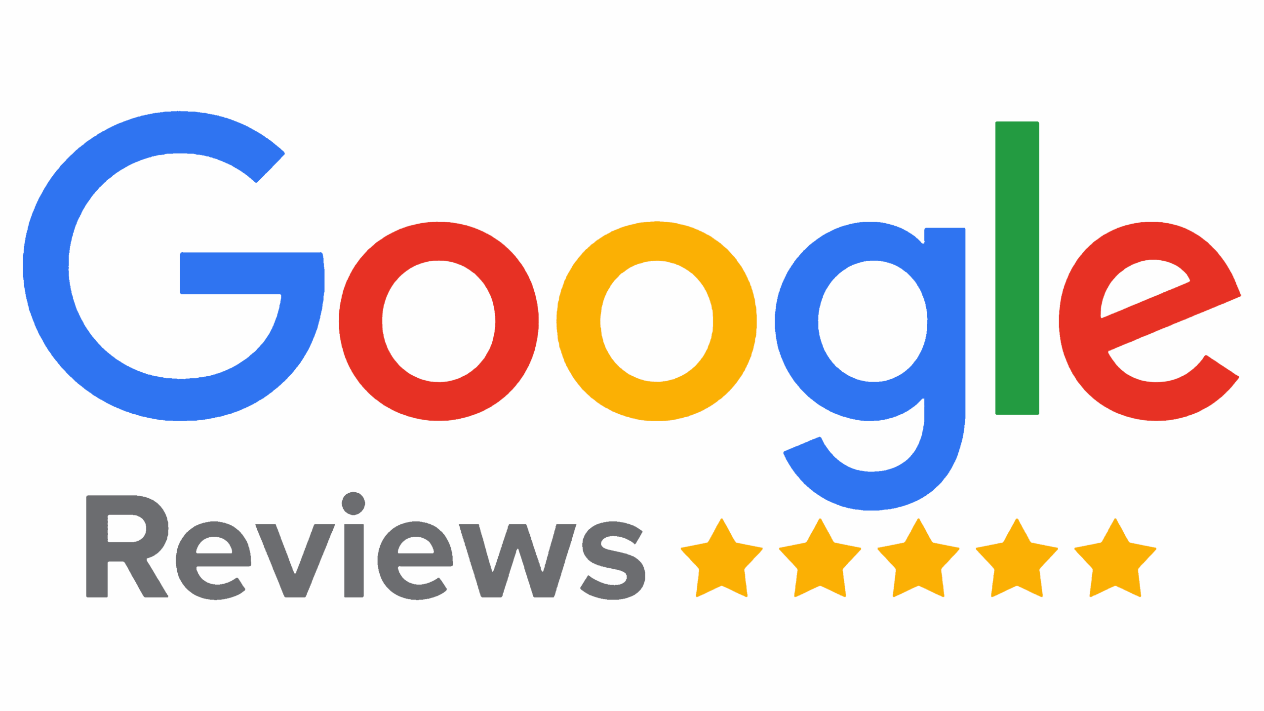 Google Reviews logo with the word Google in colorful letters, Reviews in gray, and five yellow stars below, indicating a five-star rating—perfect for finding highly recommended therapy and psychiatry near me.